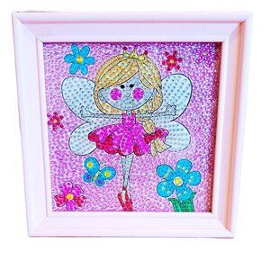 Adorable Beaded Fairy Picture with Pink Frame